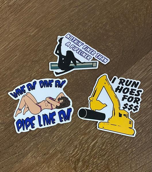 Hard Hat Stickers Excavator Pipliner Window Sticker #stickers #excavator #irunhoesformoney #pipeliner