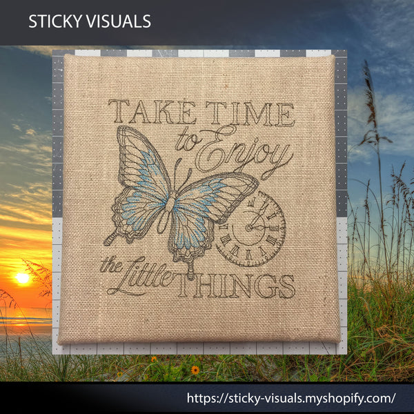 Take Time to Enjoy the Little Things Butterfly Burlap Canvas Embroidered Wall Hanging Home Decor #wreaths #homedecor #gift  #canvas #embroidered