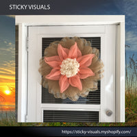 Starfish Flower Wreath Door Hanging Home Decor #wreaths #homedecor #holiday #decomesh #ribbon #cross #wreathcross