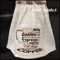 Coffee Cup Subway Art Kitchen Oven Door Towel Grey Embroidered #kitchentowel #ovendoortowel #embroideredtowel