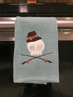 Fishing Skull Embroidered Hand Towel Pick your Color