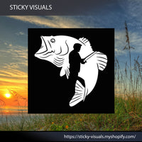 Man Fishing Fish Bass Fish Window Decal Sticker Pick Color #decals #stickers #windowdecal