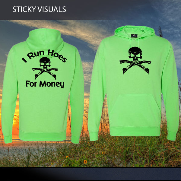 I Run Hoes For Money Skull Hoodie Excavator Backhoe Hoodie Adult Pick Color and Size