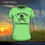 I Run Hoes For Money Skull Excavator Backhoe T-shirt Adult