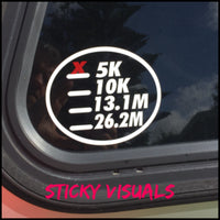 Runners Milestones 5K 10K 13.1M 26.2M Window Decal Sticker #decals #stickers #windowdecal #runnermilestones #runner