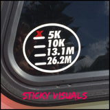 Runners Milestones 5K 10K 13.1M 26.2M Window Decal Sticker #decals #stickers #windowdecal #runnermilestones #runner