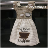 No Talkie Before Coffee Kitchen Oven Door Towel Cream Embroidered #kitchentowel #ovendoortowel #embroideredtowel  #coffee