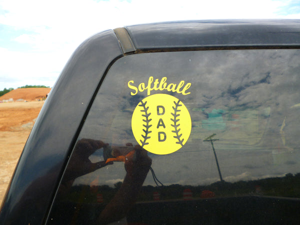 Softball Mom or Dad Decal Sticker Pick Size & Color