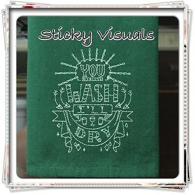 You Wash I'll Dry Embroidered Kitchen Hand Towel Green #kitchentowel #ovendoortowel #embroideredtowel #embroideredkitchentowel
